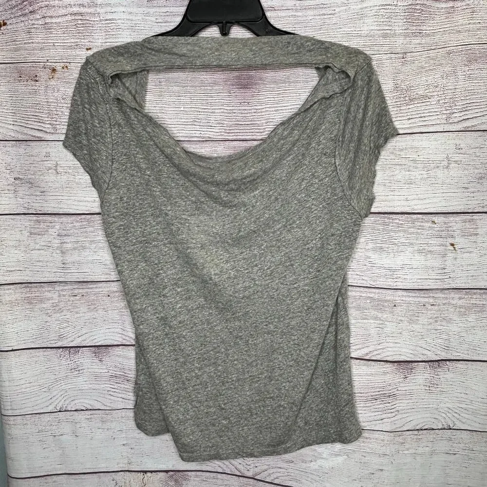 Free People We The Free Heathered Grey Linen Blend Classic T-Shirt Size XS New